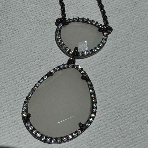 Vintage Diamond and Quartz Sterling Silver Pendant Necklace - Picture 2 of 5